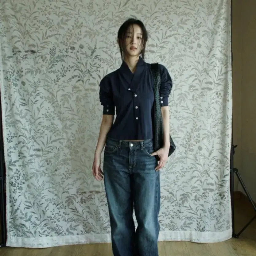 [BUNJANG] Dalgi Navy Jeogori (Size S) / 한땀한땀 [달기] 저고리 S