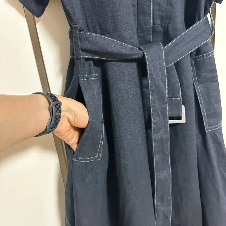 [BUNJANG] Cacharel 100% Linen Casual Long Shirt Dress / 까사렐 린넨 100% 캐주얼한 셔츠 롱 원피스 55컨디션최상
