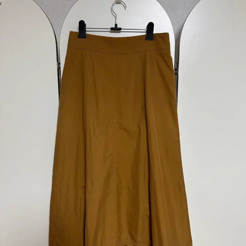 [BUNJANG] System Brown A-Line Long Skirt with Front Slit / 한섬 시스템 SYSTEM 브라운 A라인 롱 스커트 앞 슬릿