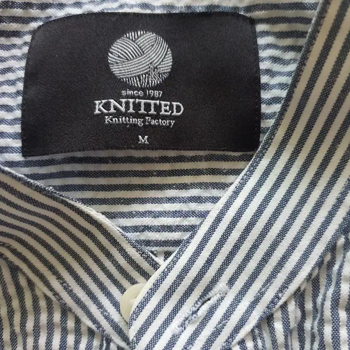 [BUNJANG] Striped Seersucker Henry Neck Shirt / 봄여름 시어서커 하프셔츠95