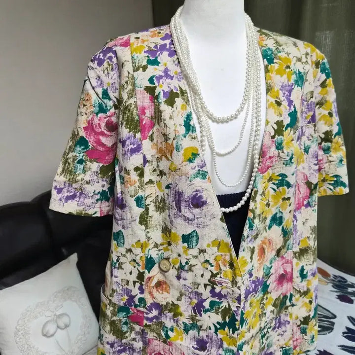 [BUNJANG] High-Quality Loose Fit Flower Linen Jacket / [특가] 고퀄라인 루즈핏 플라워  린넨자켓