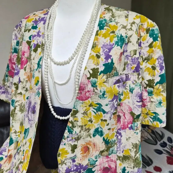 [BUNJANG] High-Quality Loose Fit Flower Linen Jacket / [특가] 고퀄라인 루즈핏 플라워  린넨자켓