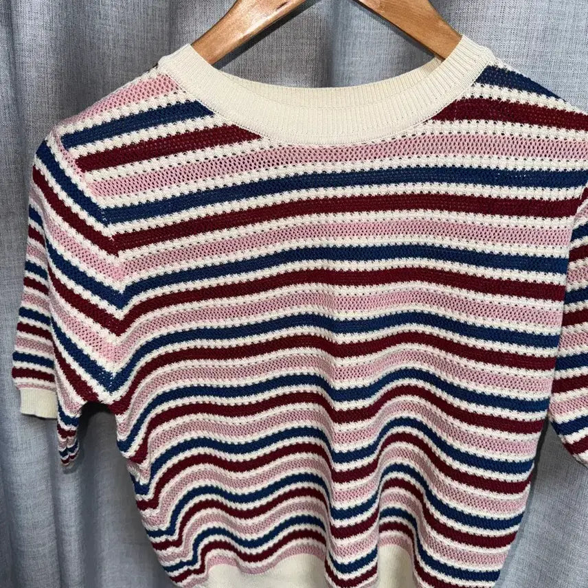 [BUNJANG] Stripe Short Sleeve Knit T-Shirt / 스트라이프 여름 반팔 니트 티셔츠