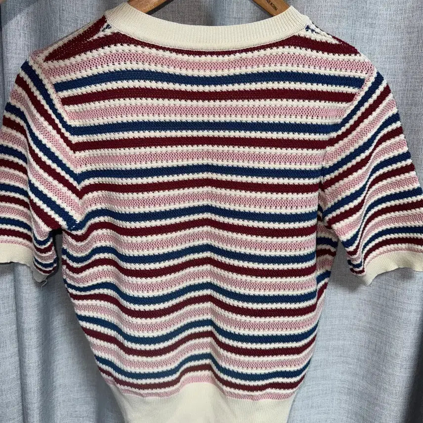 [BUNJANG] Stripe Short Sleeve Knit T-Shirt / 스트라이프 여름 반팔 니트 티셔츠