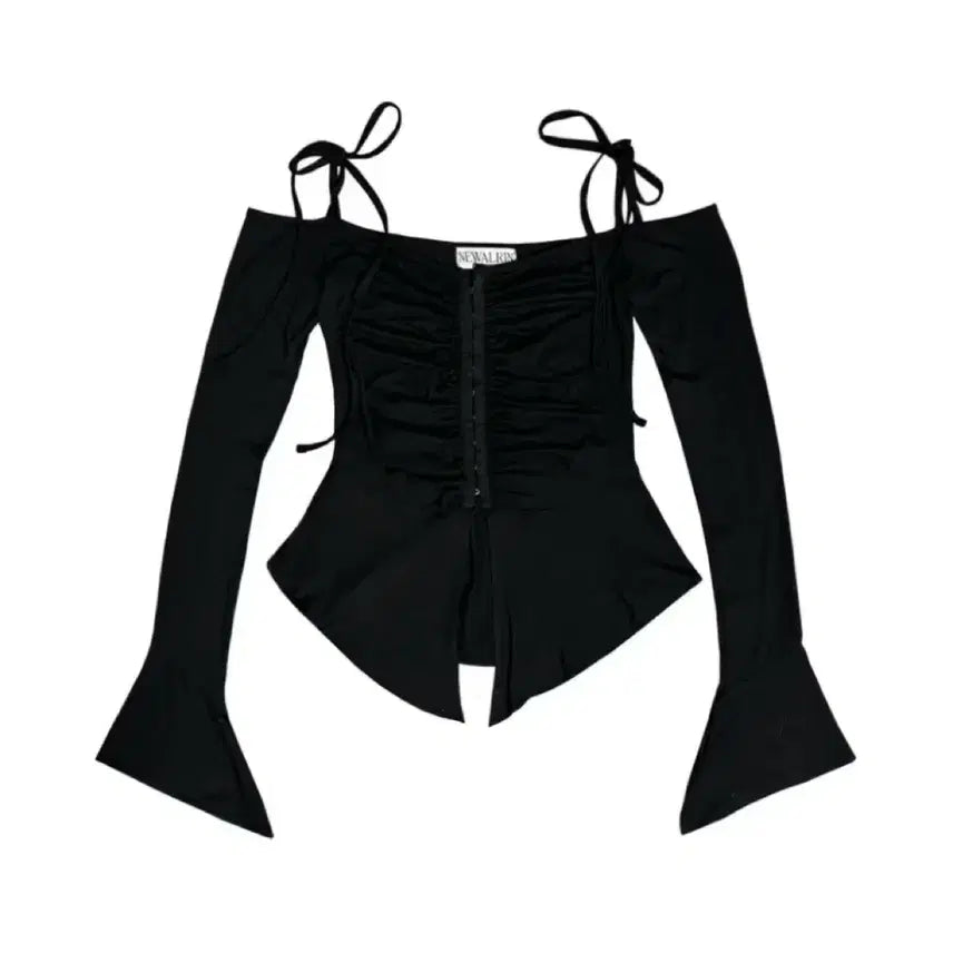 [BUNJANG] NEWALRIKIIN Off-Shoulder Hook Blouse Black / NEWALRIKIIN 뉴얼린 오프숄더 후크 블라우스 블랙 검정 시즈니룩