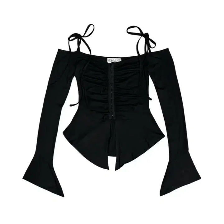 [BUNJANG] NEWALRIKIIN Off-Shoulder Hook Blouse Black / NEWALRIKIIN 뉴얼린 오프숄더 후크 블라우스 블랙 검정 시즈니룩