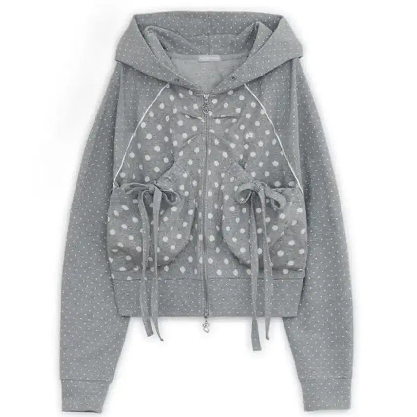 [BUNJANG] Hug Your Skin Dot Big Pocket Hoodie Gray / 허그유어스킨 도트 빅 포켓 후드집업 그레이