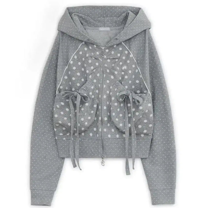 [BUNJANG] Hug Your Skin Dot Big Pocket Hoodie Gray / 허그유어스킨 도트 빅 포켓 후드집업 그레이