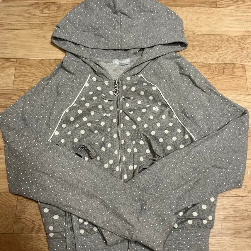 [BUNJANG] Hug Your Skin Dot Big Pocket Hoodie Gray / 허그유어스킨 도트 빅 포켓 후드집업 그레이