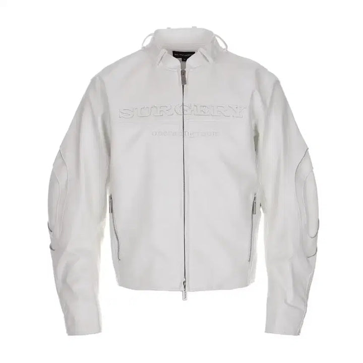 [BUNJANG] Surgery Stratum White Leather Jacket / 써저리 스트라텀 레더 자켓 화이트