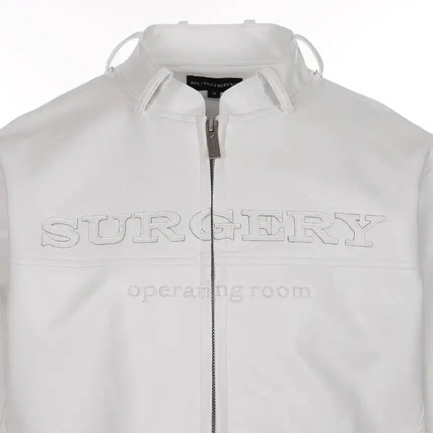 [BUNJANG] Surgery Stratum White Leather Jacket / 써저리 스트라텀 레더 자켓 화이트