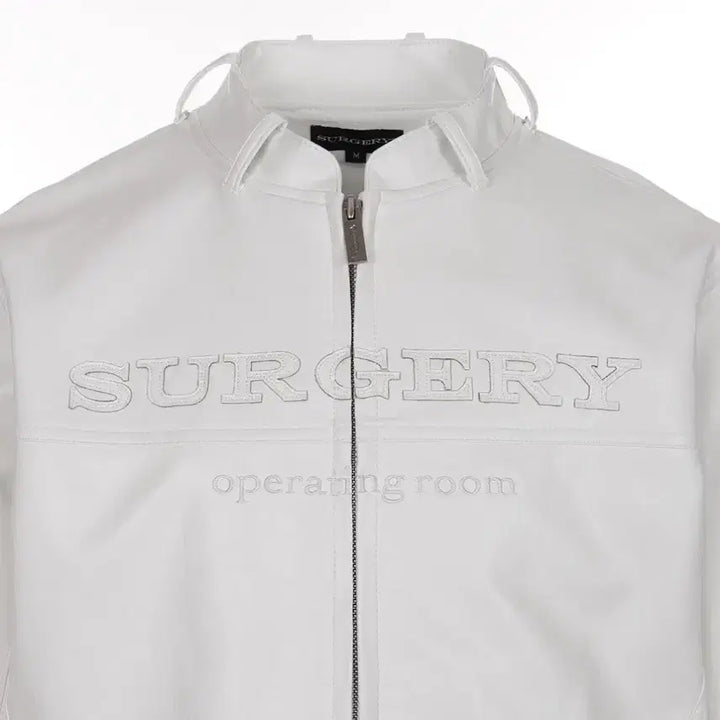 [BUNJANG] Surgery Stratum White Leather Jacket / 써저리 스트라텀 레더 자켓 화이트
