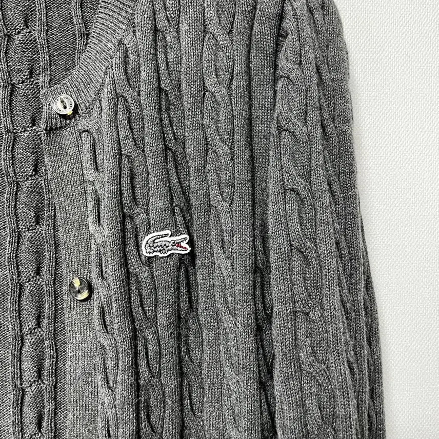 [BUNJANG] Lacoste Cable Knit Cardigan Charcoal 36 / 라코스테 케이블 니트 가디건 차콜 36size
