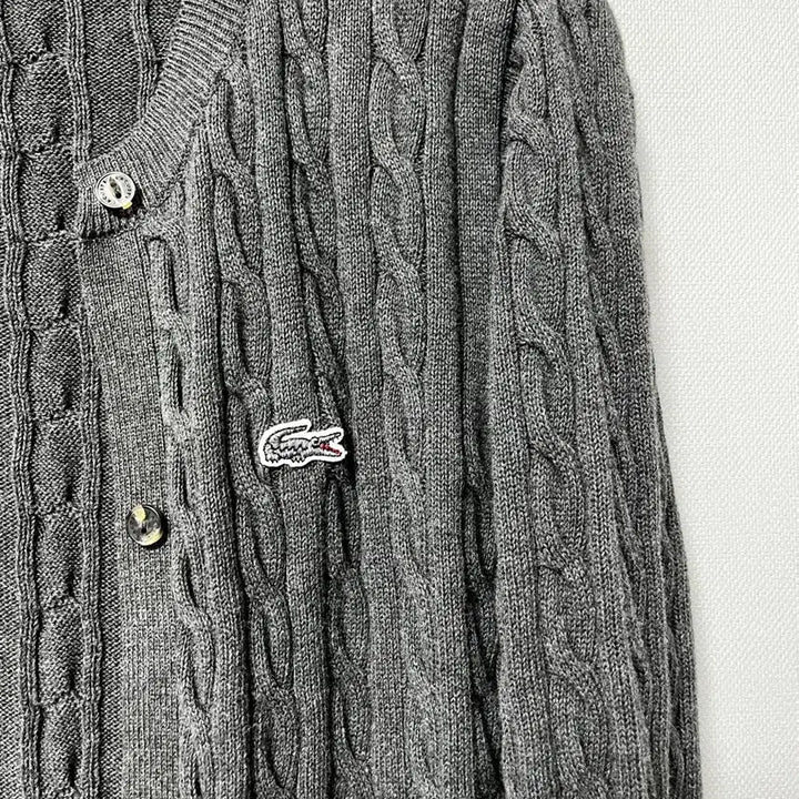 [BUNJANG] Lacoste Cable Knit Cardigan Charcoal 36 / 라코스테 케이블 니트 가디건 차콜 36size