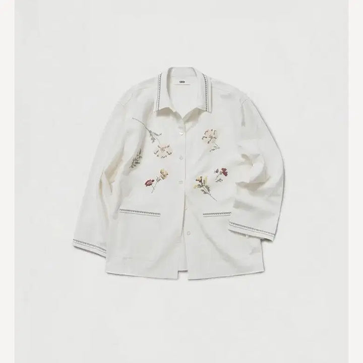 [BUNJANG] GED Embroidered Shirt Jacket White / GED 자수 셔츠 자켓 화이트