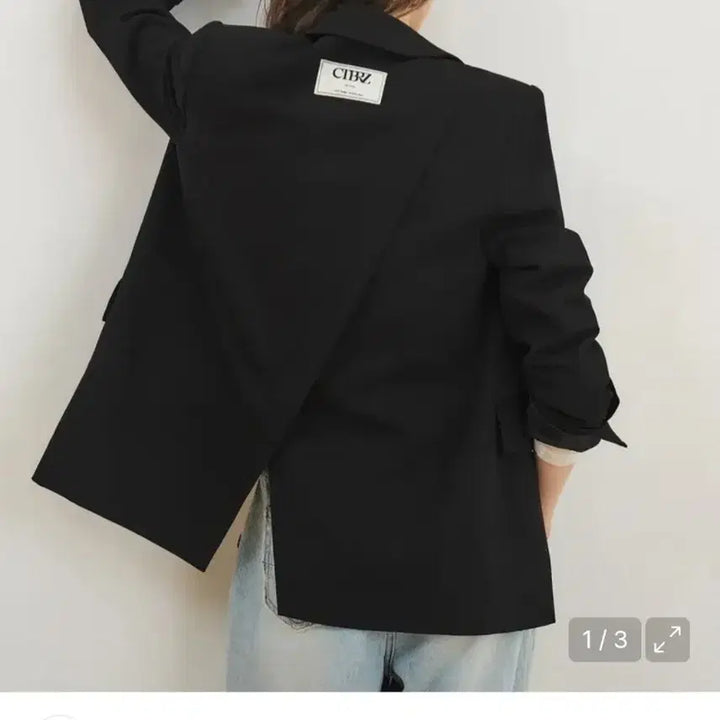 [BUNJANG] Citybreeze Black Oversized Diagonal Cut Single Jacket / 시티브리즈 블랙 루즈핏 사선 절개 싱글 자켓