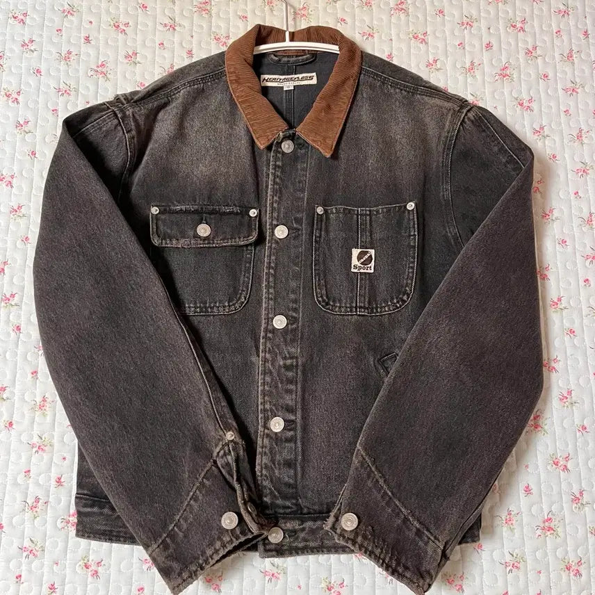 [BUNJANG] Heritagefloss Denim Trucker Jacket Charcoal (S) / 헤리티지플로스 데님 트러커 자켓 차콜(S)