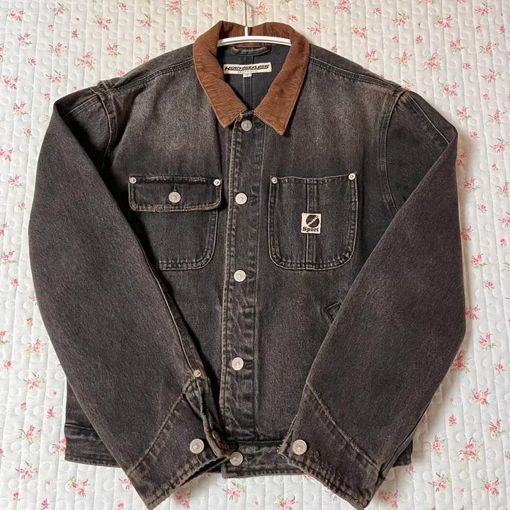 [BUNJANG] Heritagefloss Denim Trucker Jacket Charcoal (S) / 헤리티지플로스 데님 트러커 자켓 차콜(S)