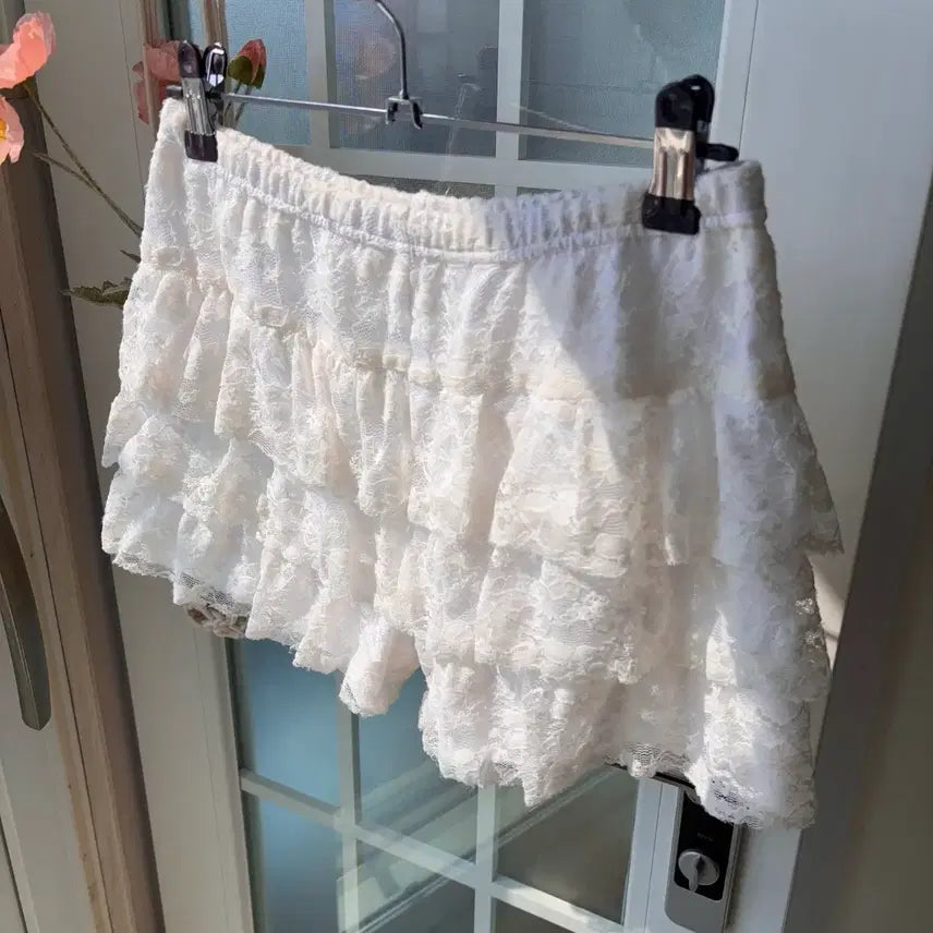 [BUNJANG] Vintage Fairy Lace Frill Culotte Pants / [빈티지] 페어리 레이스 프릴 큐롯 팬츠 -옷장정리