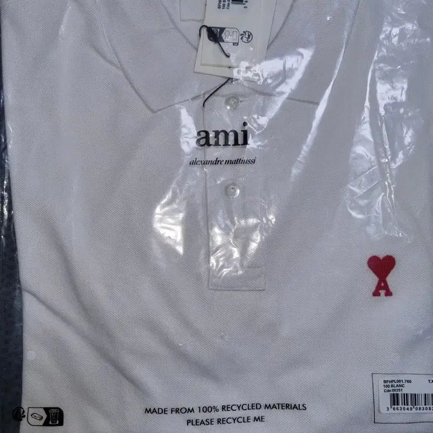 [BUNJANG] AMI Paris White Polo T-shirt XL / 아미 PK 카라티 XL