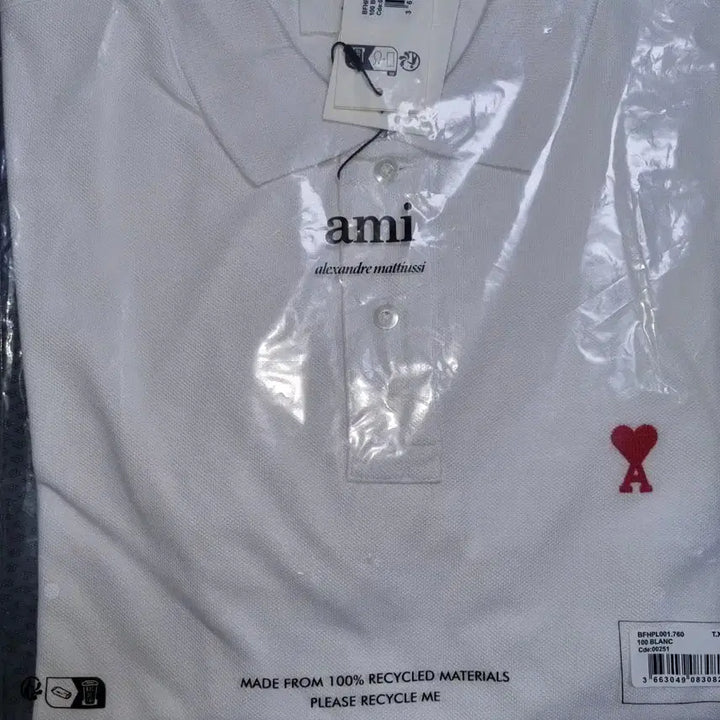 [BUNJANG] AMI Paris White Polo T-shirt XL / 아미 PK 카라티 XL