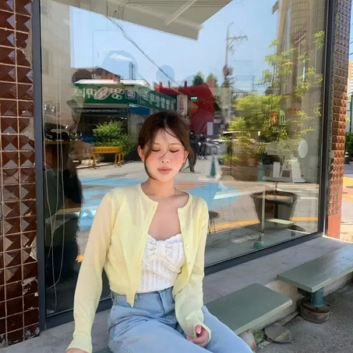 [BUNJANG] Senne Shop Yellow Cardigan / 센느샵 가디건