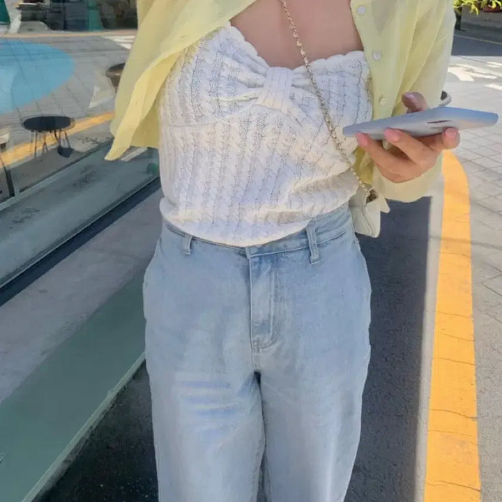 [BUNJANG] Senne Shop Yellow Cardigan / 센느샵 가디건