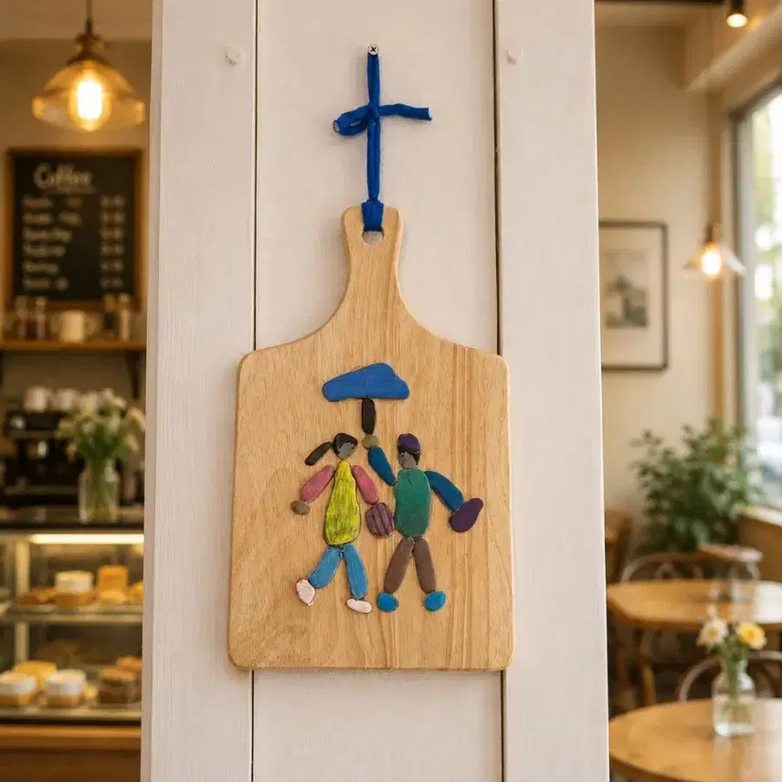 [BUNJANG] Handmade Stone Art: "Affectionate Lovers in the Rain" Wall Hanging / 빗속의 다정한 연인 소품