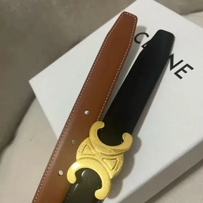 [BUNJANG] Celine Triomphe Belt Black/Brown / 셀린느 트리오페 벨트 블랙/브라운