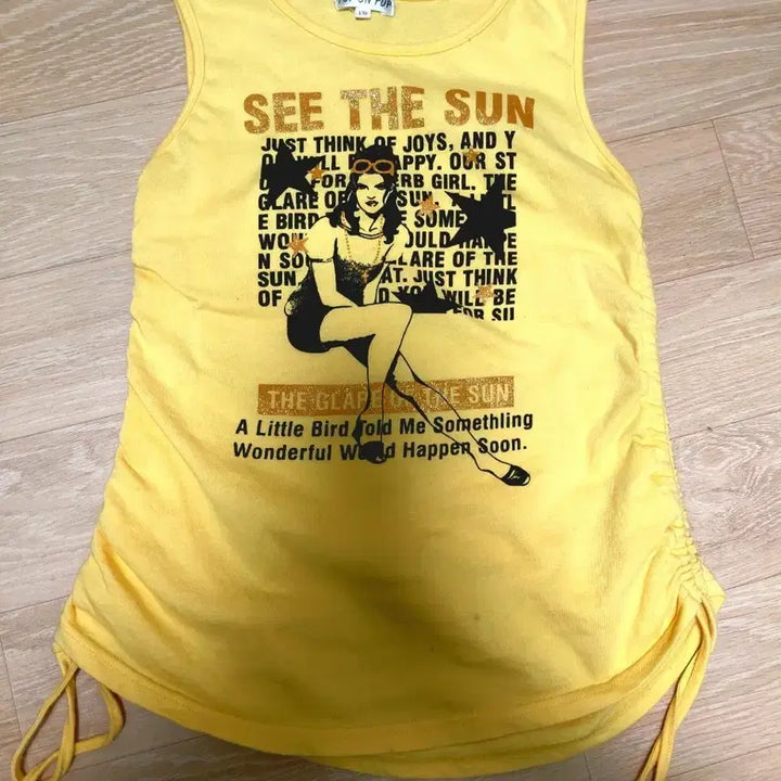 [BUNJANG] Y2k Punk Side Shirring Gold Printing Sleeveless Top / Y2k 펑크 옆셔링 골드 프린팅 슬리브리스 민소매탑