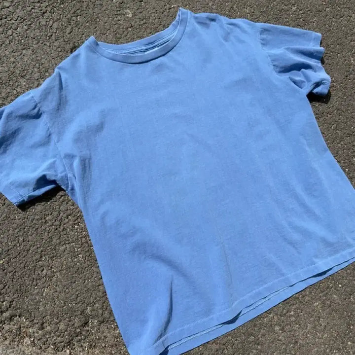 [BUNJANG] Donut Revenge Plain T-Shirt Vintage Blue Size 3 / 도넛리벤지 무지 반팔 빈티지 블루 3사이즈