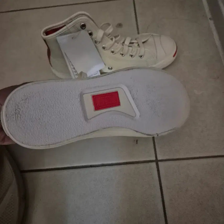 [BUNJANG] Converse Jack Purcell Leather High Top White/Red / 컨버스 잭퍼셀 레더 하이 화이트/레드