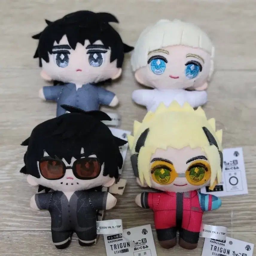 [BUNJANG] Trigun Chokotomo Crane Nui Chibi Wolfwood Vash Plush Toy Bundle Set (4 Types) / 트라이건 쵸코토모 크레인누이 치비 울프우드 밧슈 인형 4종 일괄판매