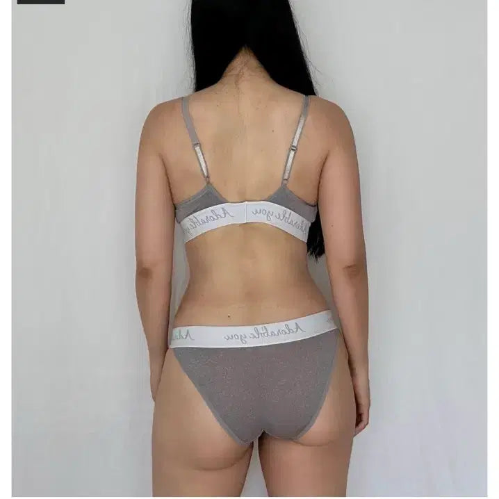 [BUNJANG] Adorable You Signature Bralette &amp; Thong Set - Mélange Grey / [새상품] 어도러블유 시그니쳐 브라렛 티팬티 세트