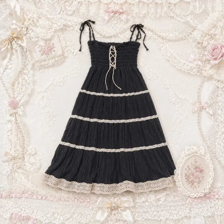 [BUNJANG] Vintage Eyelet Long Dress / 빈티지 롱원피스 아일렛원피스 리즈리사 갸루 라떼 히메 짜잔씨 오네 핀터깔
