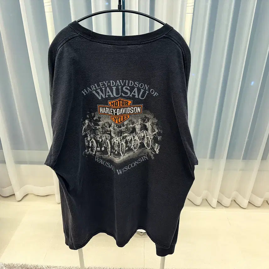 [BUNJANG] Harley-Davidson Pocket Sleeve Long Sleeve T-Shirt 2XL Charcoal Grey / [2XL] 할리데이비슨 포켓 슬리브 긴팔