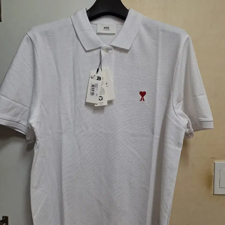 [BUNJANG] AMI Small Heart Short Sleeve Polo Shirt White / 아미 하트 반팔 pk 카라 티셔츠 화이트 새상품 무료배송