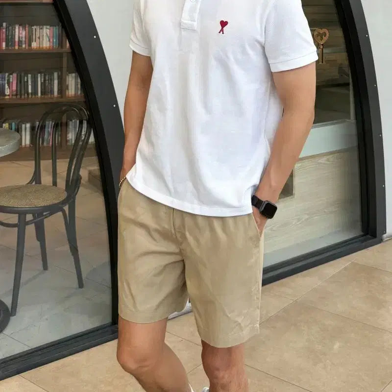 [BUNJANG] AMI Small Heart Short Sleeve Polo Shirt White / 아미 하트 반팔 pk 카라 티셔츠 화이트 새상품 무료배송