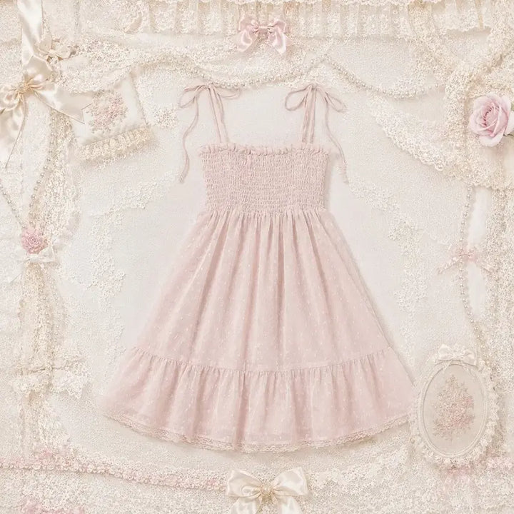 [BUNJANG] Vintage Polka Dot Lace Mini Dress / 빈티지 땡땡이 레이스 미니 원피스 라떼 갸루 히메 짜잔씨 오네 핀터깔