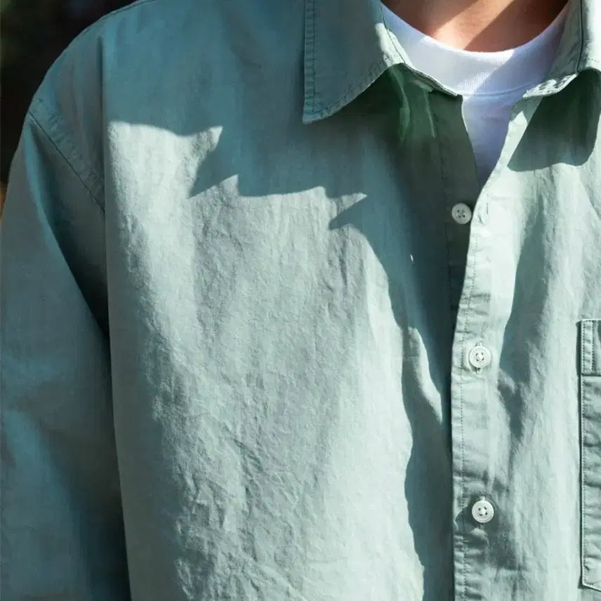 [BUNJANG] Firstfloor Garment Dyed Shirt Washed Teal Size 52 / [새상품] 퍼스트플로어 가먼트 다이드 셔츠 바랜 옥색 52사이즈