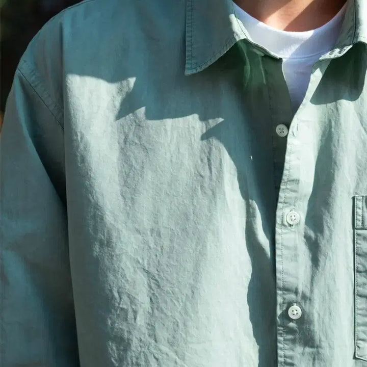 [BUNJANG] Firstfloor Garment Dyed Shirt Washed Teal Size 52 / [새상품] 퍼스트플로어 가먼트 다이드 셔츠 바랜 옥색 52사이즈