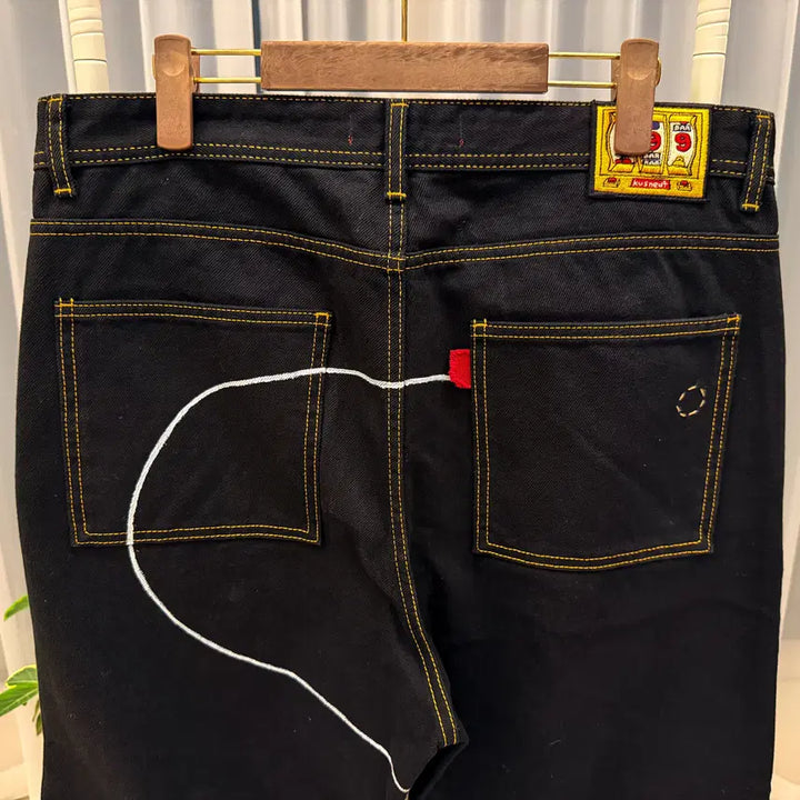 [BUNJANG] Kusnerf Line Painting Jeans Black/White / [2] 쿠스너프 라인 페인팅 진 블랙,화이트