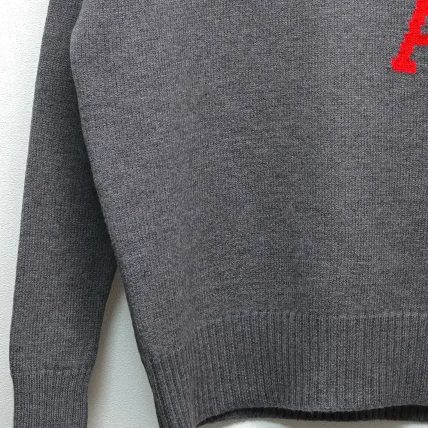 [BUNJANG] AMI Big Heart Intarsia Knit Sweater / 아미 빅하트 인타르시아 니트 S 그레이색상
