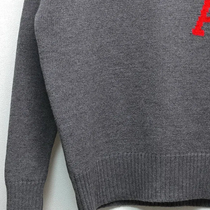 [BUNJANG] AMI Big Heart Intarsia Knit Sweater / 아미 빅하트 인타르시아 니트 S 그레이색상
