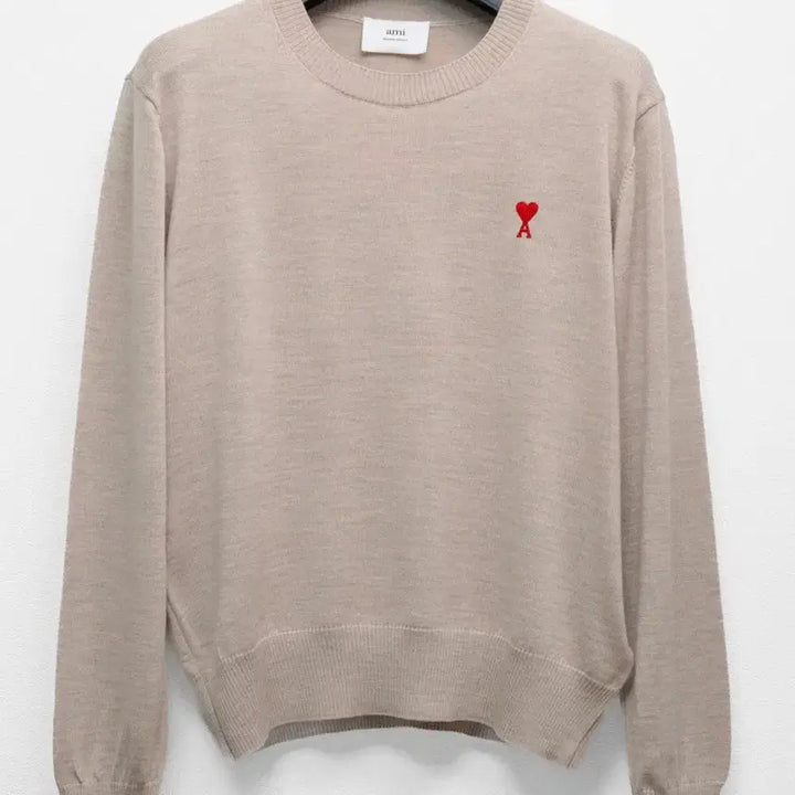 [BUNJANG] AMI Small Heart Merino Wool Knit Beige / 아미 스몰하트 메리노울 니트 L 베이지색상