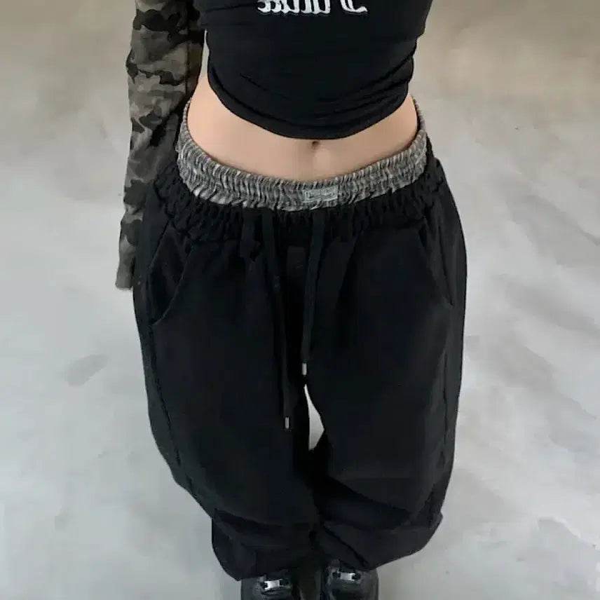 [BUNJANG] ABLY Sagging Balloon Pants - Black / 에이블리 새깅 벌룬 팬츠 블랙