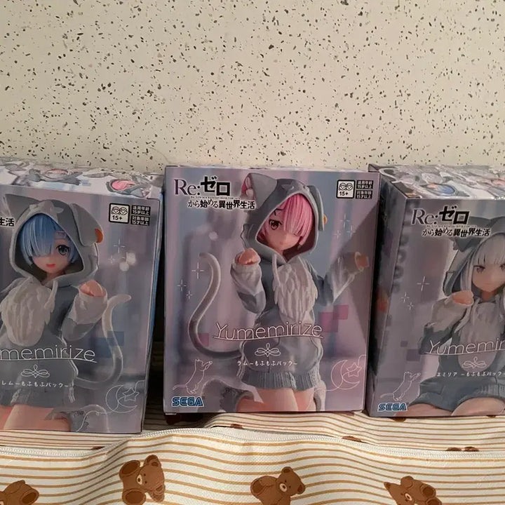 [BUNJANG] Re:Zero YumeRize Pajama Figure Set (Rem, Ram, Emilia) / 리제로 유메라이즈 피규어 3종 일괄