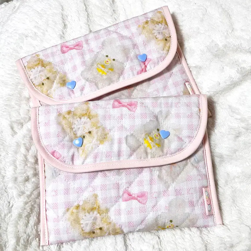 [BUNJANG] E.H. Fluffy Doll Check (Pink) E-reader Flat Pouch / [E.H] 플러피 돌 체크(핑크) 이북 리더기 플랫 파우치