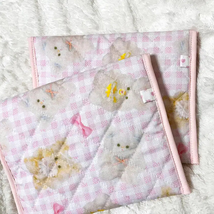 [BUNJANG] E.H. Fluffy Doll Check (Pink) E-reader Flat Pouch / [E.H] 플러피 돌 체크(핑크) 이북 리더기 플랫 파우치
