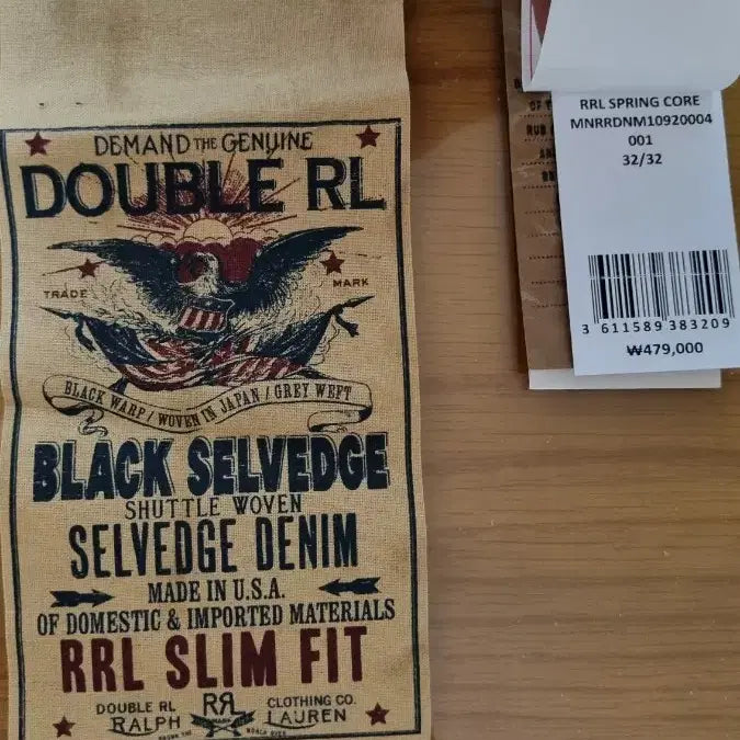 [BUNJANG] RRL Slim Fit Black on Black Selvedge Jeans / 더블알엘rrl슬림핏blackonblack셀비지진32 32도 더현대닷컴